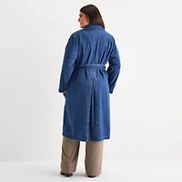 a.n.a Womens Denim Belted Midweight Plus Trench Coat