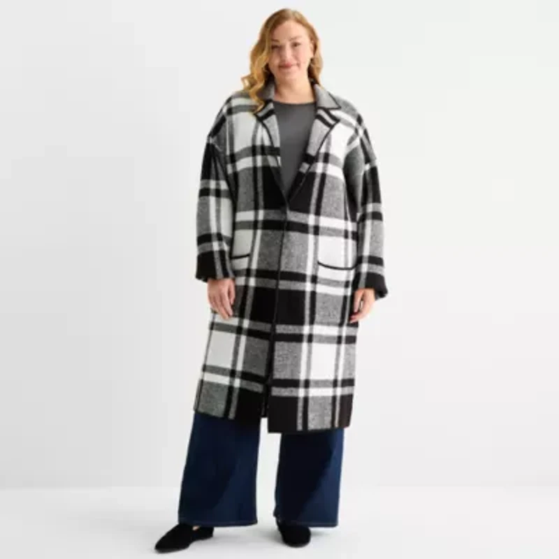 Liz Claiborne Coatigan Womens Midweight Plus Topcoat Coat