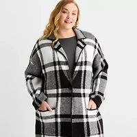 Liz Claiborne Coatigan Womens Midweight Plus Topcoat Coat