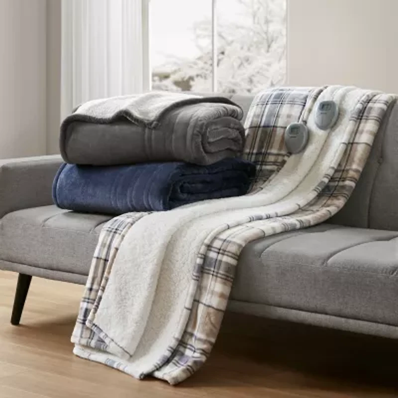 Beautyrest Velour Sherpa Heated Electric Blanket