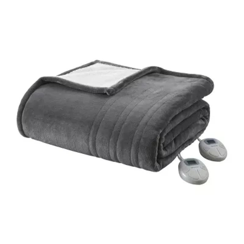 Beautyrest Velour Sherpa Heated Electric Blanket