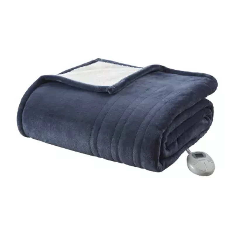 Beautyrest Velour Sherpa Heated Electric Blanket