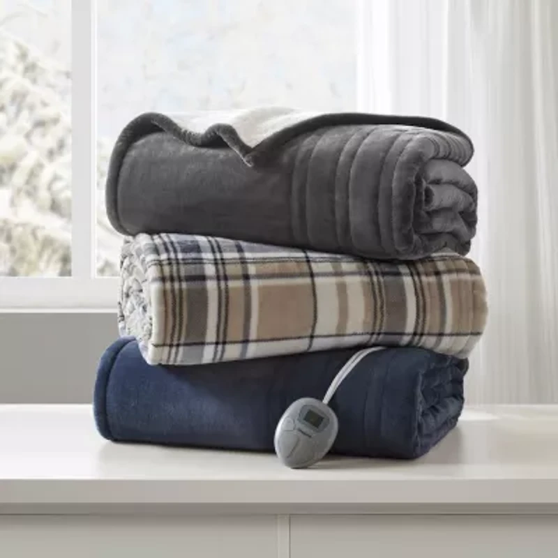 Beautyrest Velour Sherpa Heated Electric Blanket