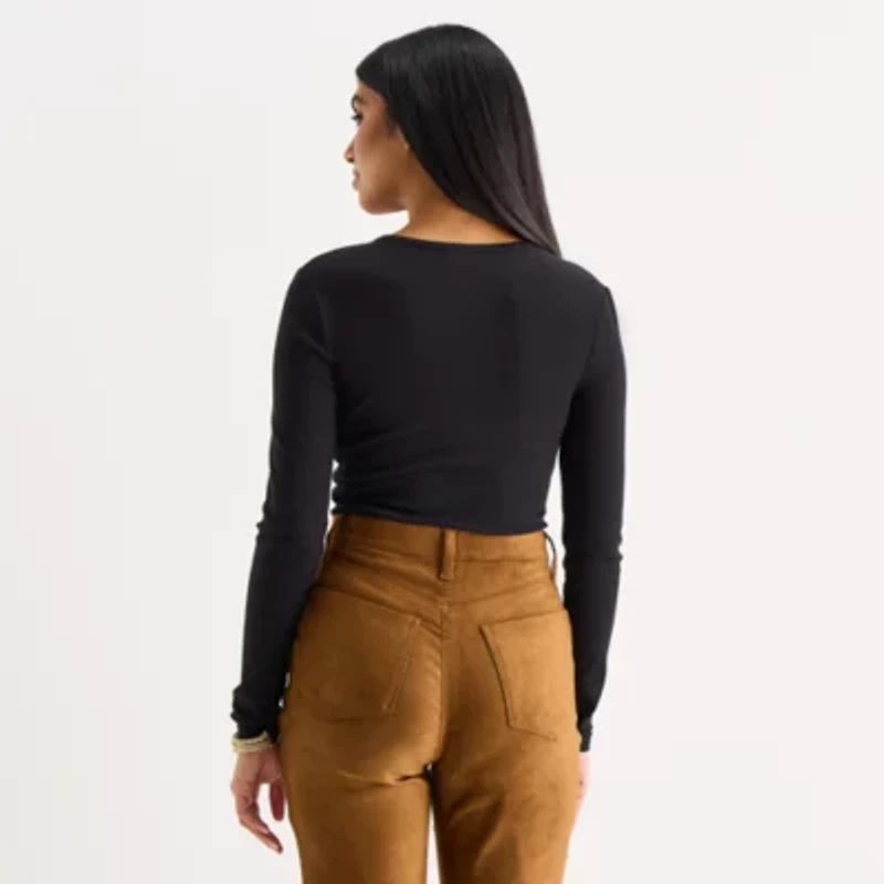 a.n.a Womens Long Sleeve Regular Fit Tall Henley Shirt
