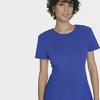 Marc New York Womens Short Sleeve Midi Fit + Flare Dress