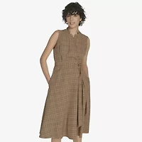 Marc New York Womens Sleeveless Plaid Midi Fit + Flare Dress