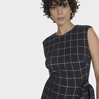 Marc New York Womens Sleeveless Windowpane Sheath Dress