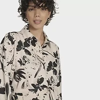 Marc New York Womens Long Sleeve Floral Shirt Dress