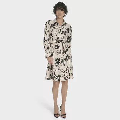 Marc New York Womens Long Sleeve Floral Shirt Dress