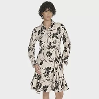 Marc New York Womens Long Sleeve Floral Shirt Dress