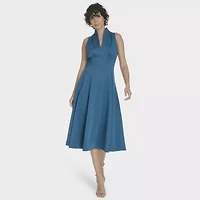 Marc New York Womens Sleeveless Midi Fit + Flare Dress
