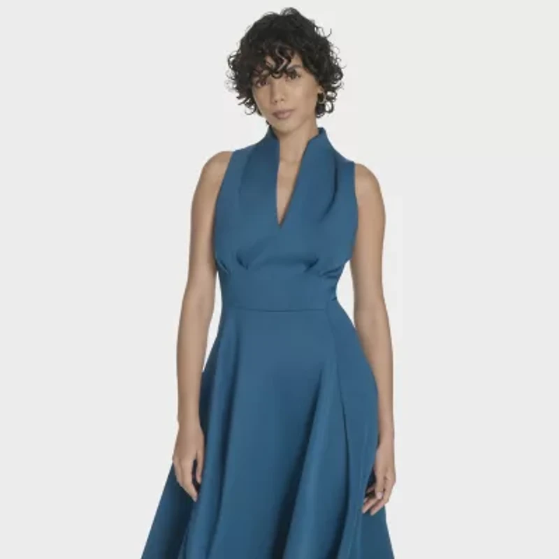 Marc New York Womens Sleeveless Midi Fit + Flare Dress