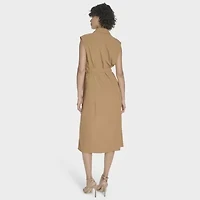 Marc New York Womens Sleeveless Midi Shirt Dress