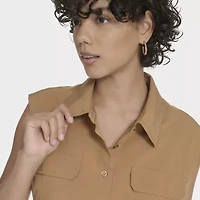 Marc New York Womens Sleeveless Midi Shirt Dress