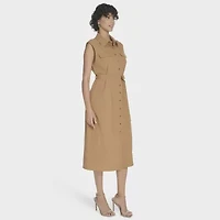 Marc New York Womens Sleeveless Midi Shirt Dress