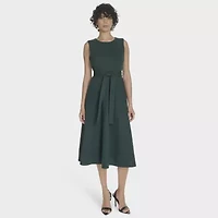 Marc New York Womens Sleeveless Midi Fit + Flare Dress