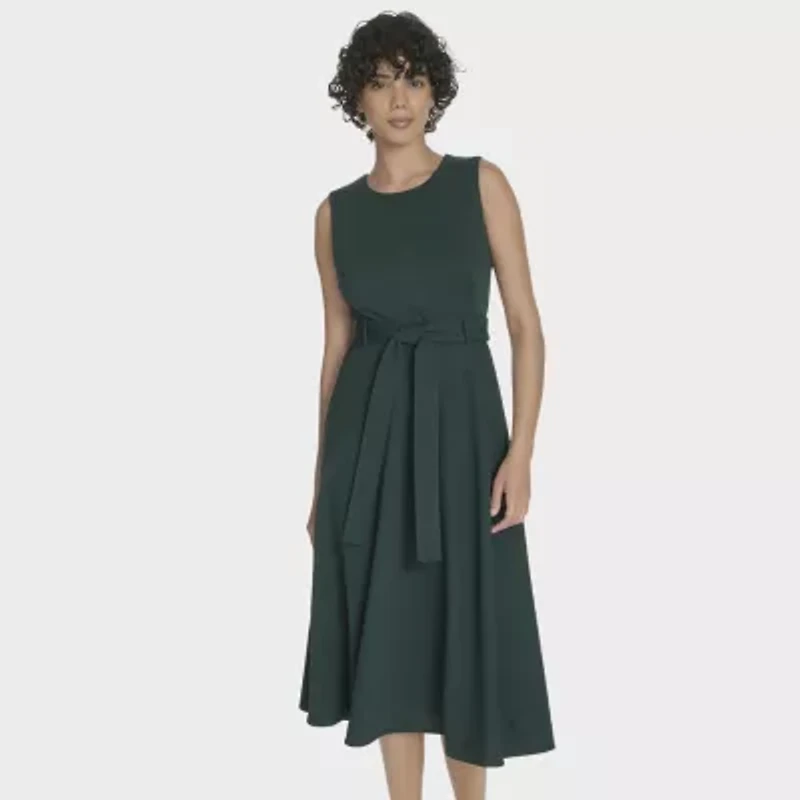 Marc New York Womens Sleeveless Midi Fit + Flare Dress