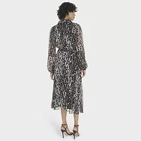 Marc New York Womens 3/4 Sleeve Animal Midi Fit + Flare Dress
