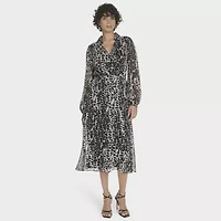 Marc New York Womens 3/4 Sleeve Animal Midi Fit + Flare Dress