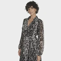 Marc New York Womens 3/4 Sleeve Animal Midi Fit + Flare Dress