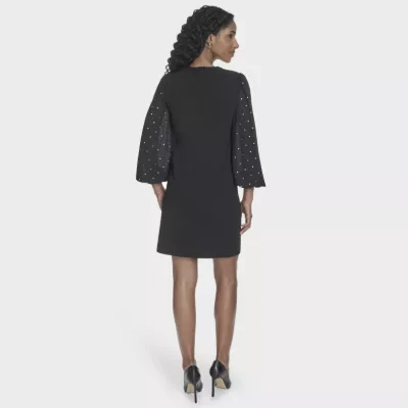 Marc New York Womens Embellished Long Sleeve Sheath Dress