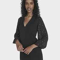Marc New York Womens Embellished Long Sleeve Sheath Dress