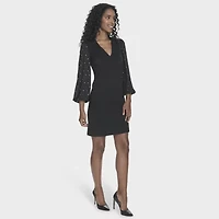 Marc New York Womens Embellished Long Sleeve Sheath Dress