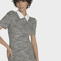 Marc New York Womens Embellished Pearl Trim Short Sleeve Sheath Dress