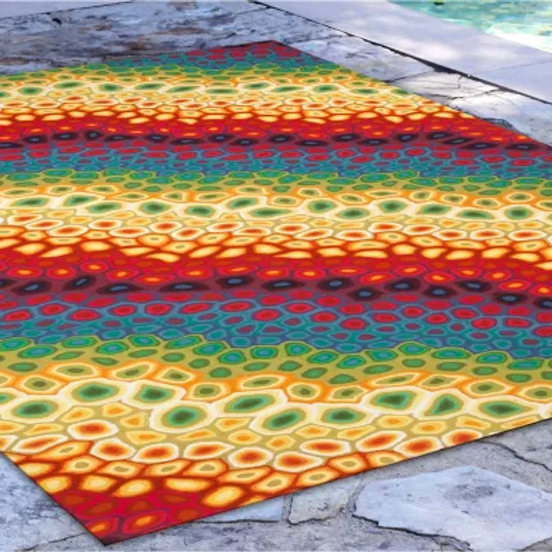 Liora Manne Visions Iv Pop Swirl Abstract Indoor Outdoor Rectangular Accent Rug