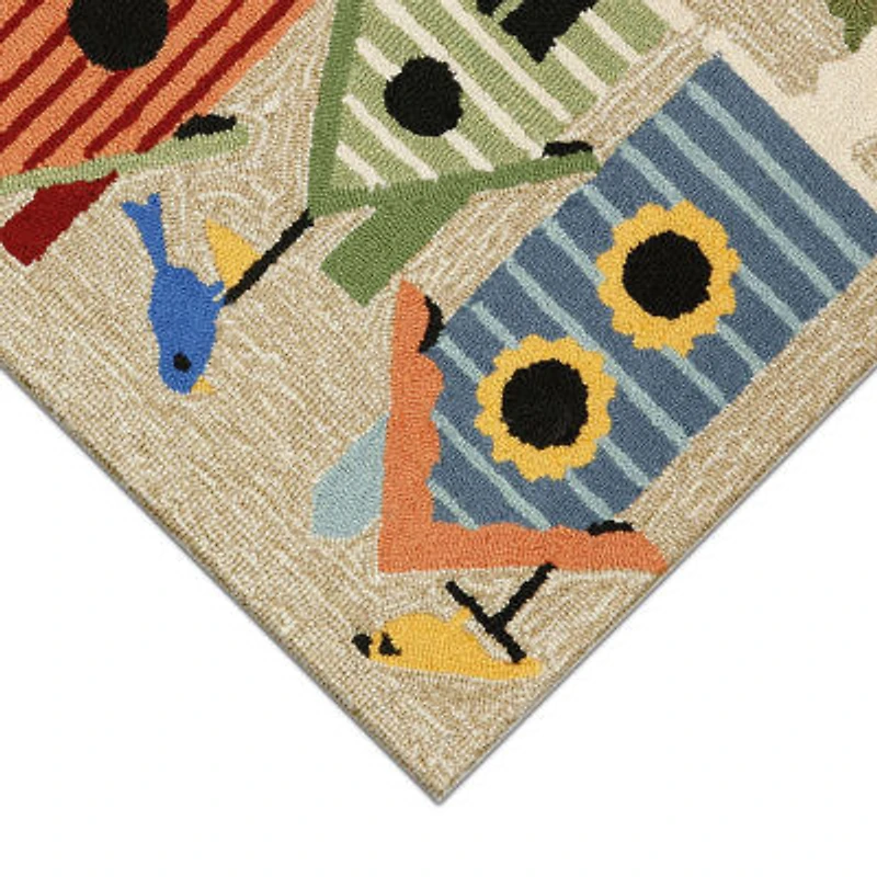 Liora Manne Frontporch Birdhouses Hand Tufted Indoor Outdoor Rectangular Accent Rug