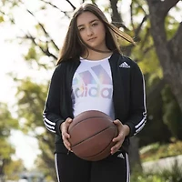 adidas Big Kid Girls Round Neck Short Sleeve Classic Fit Graphic T-Shirt
