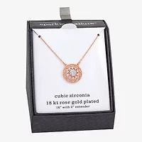 Sparkle Allure Womens Cubic Zirconia 18K Rose Gold Over Brass Round 16 Inch Pendant Necklace