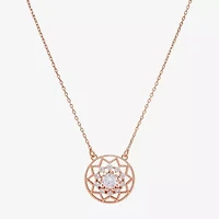 Sparkle Allure Womens Cubic Zirconia 18K Rose Gold Over Brass Round 16 Inch Pendant Necklace