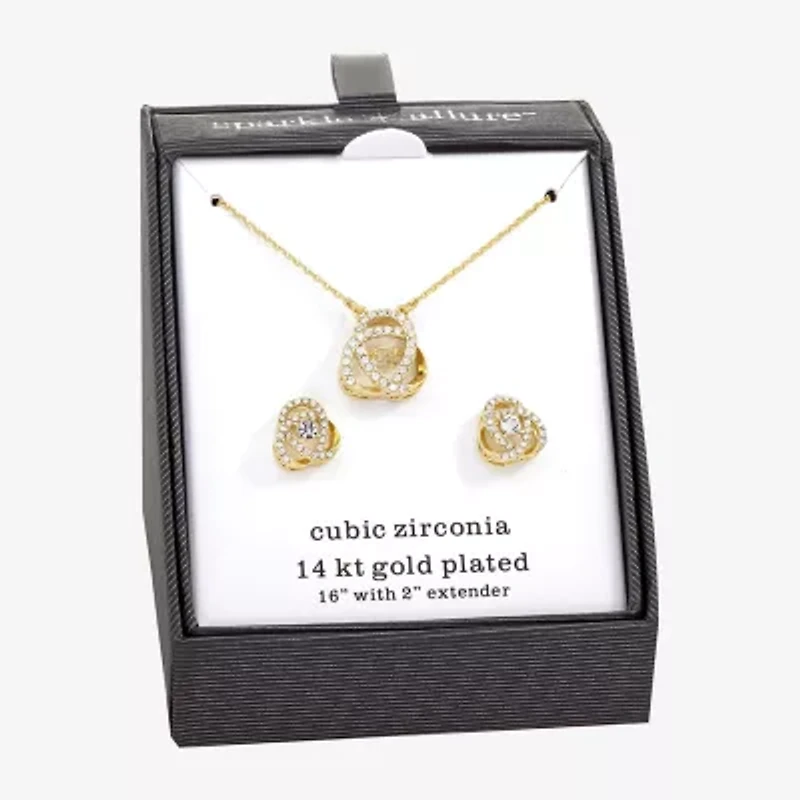 Sparkle Allure Womens Cubic Zirconia 14K Gold Over Brass Knot 2-pc. Jewelry Set