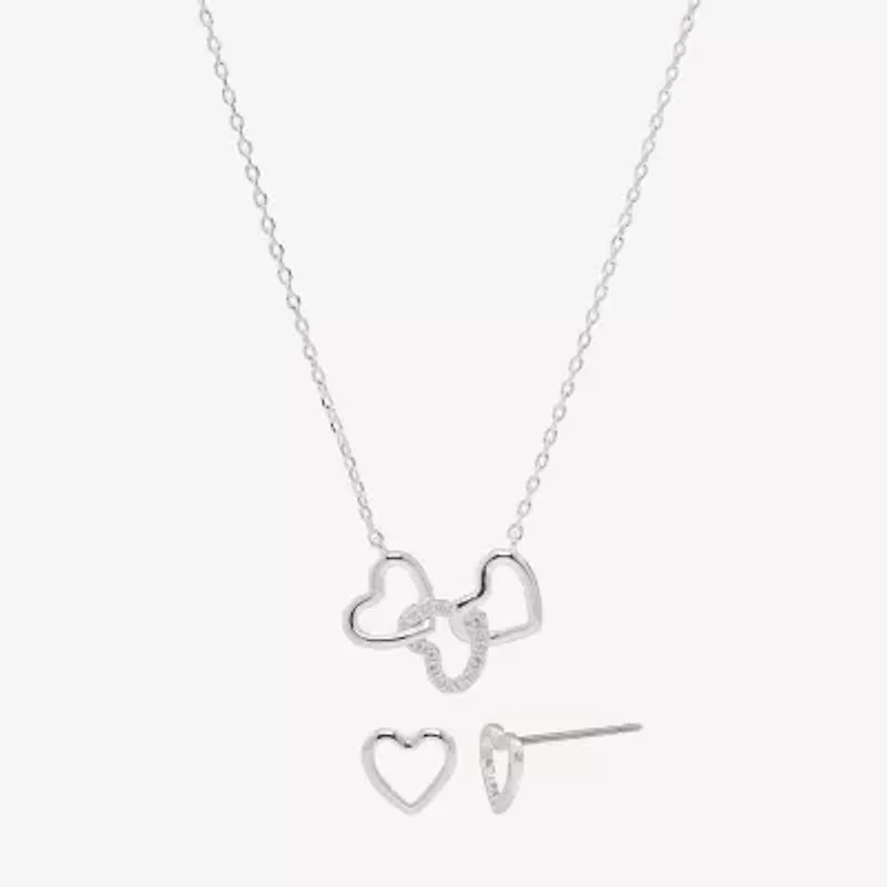 Sparkle Allure Womens Cubic Zirconia Pure Silver Over Brass Heart 2-pc. Jewelry Set