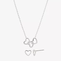 Sparkle Allure Womens Cubic Zirconia Pure Silver Over Brass Heart 2-pc. Jewelry Set