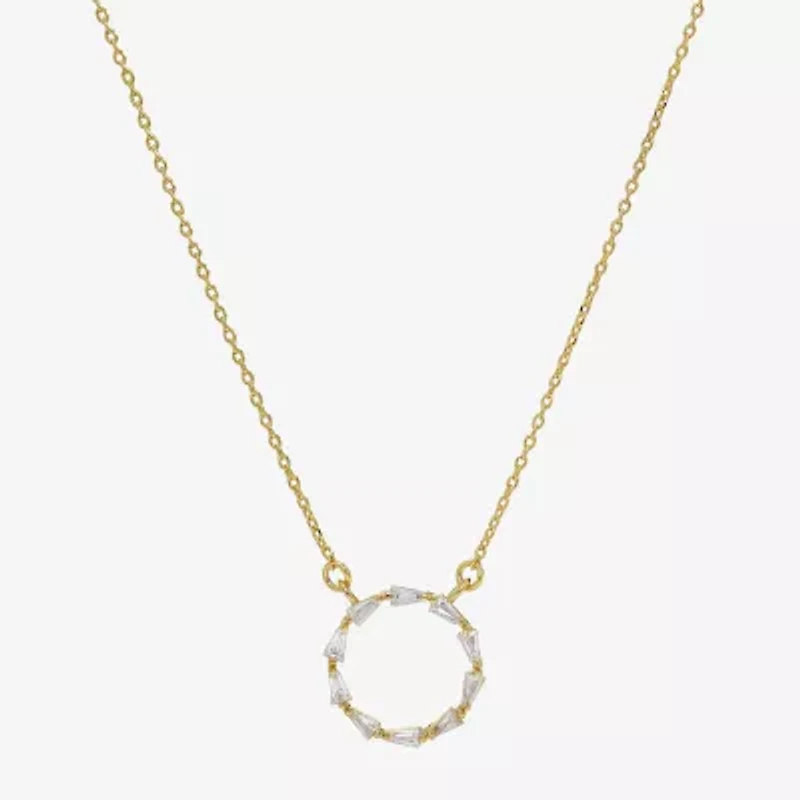 Sparkle Allure Womens Cubic Zirconia 14K Gold Over Brass Round 16 Inch Pendant Necklace