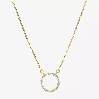 Sparkle Allure Womens Cubic Zirconia 14K Gold Over Brass Round 16 Inch Pendant Necklace