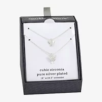 Sparkle Allure Womens Cubic Zirconia Butterfly Necklace Set