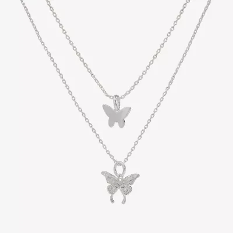 Sparkle Allure Womens Cubic Zirconia Butterfly Necklace Set