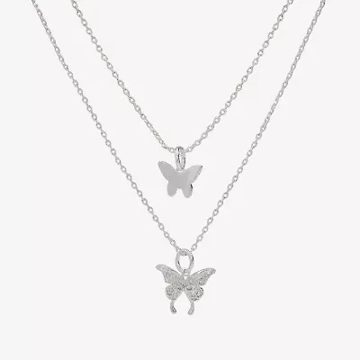 Sparkle Allure Womens Cubic Zirconia Butterfly Necklace Set