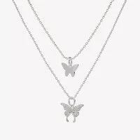 Sparkle Allure Womens Cubic Zirconia Butterfly Necklace Set