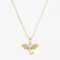 Sparkle Allure Elephant Womens Cubic Zirconia 14K Gold Over Brass 16 Inch Pendant Necklace