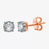 1/3 CT. T.W. Natural White Diamond 10K Rose Gold 5.3mm Round Stud Earrings