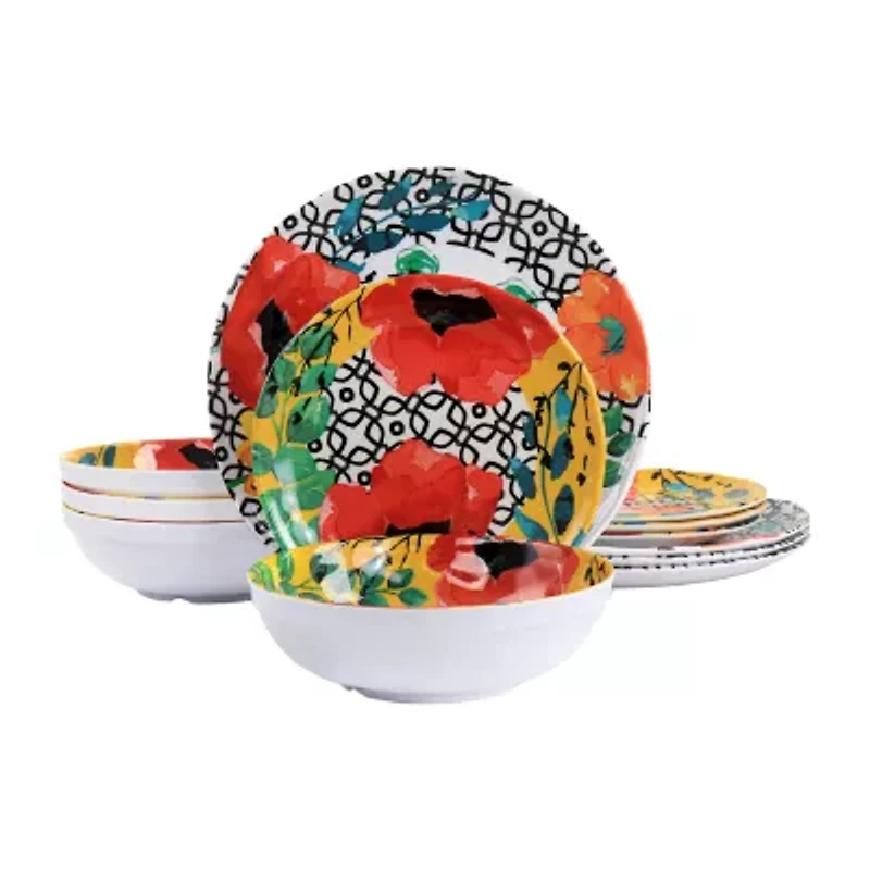 Elama Grace 12-pc. Melamine Dinnerware Set