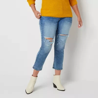 a.n.a Plus Womens High Rise Straight Leg Jean