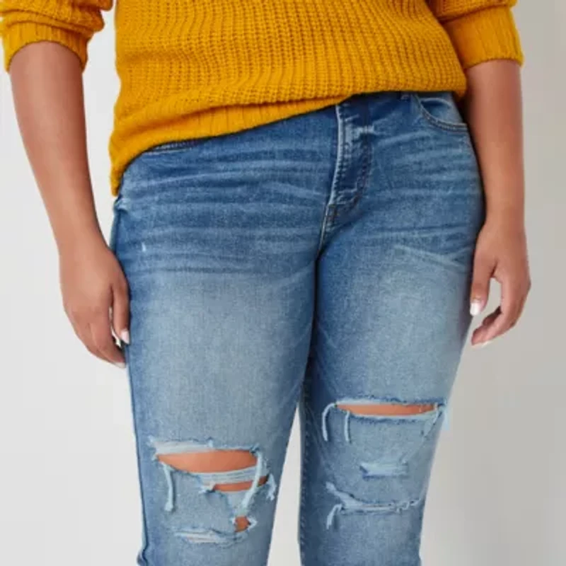 a.n.a Plus Womens High Rise Straight Leg Jean