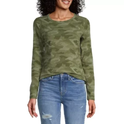 a.n.a Womens Crew Neck Long Sleeve Tall T-Shirt