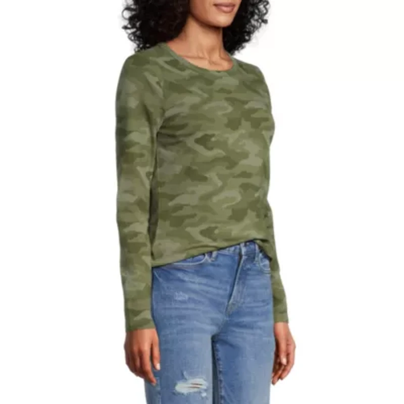 a.n.a Womens Crew Neck Long Sleeve Tall T-Shirt