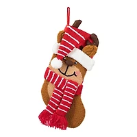 Glitzhome 3d Reindeer Hooked Christmas Stocking